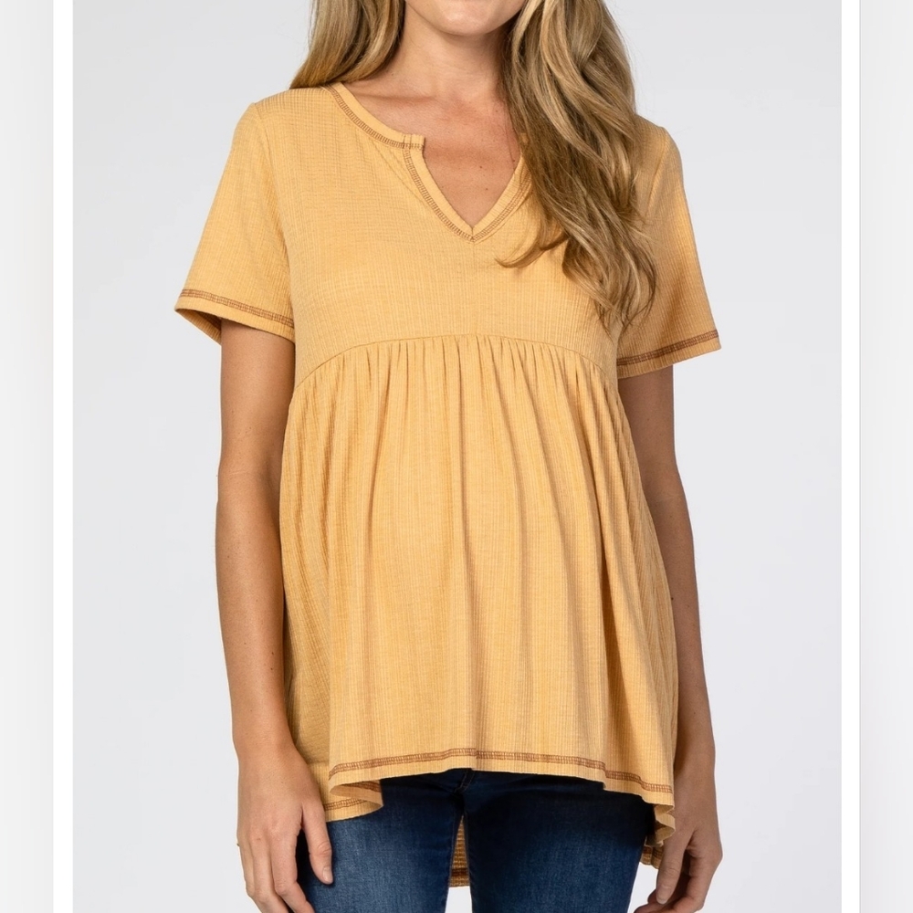 First ❤️ Love by Lovelyn Yellow/mustard Color V-neck Maternity Top Size Medium